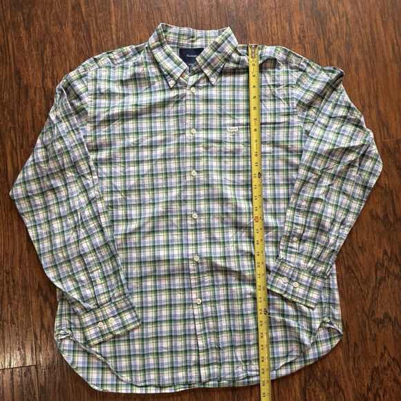Faconnable Long Sleeve Button Down Mens Shirt Green Plaid Mens Size XL Classique - Picture 5 of 9